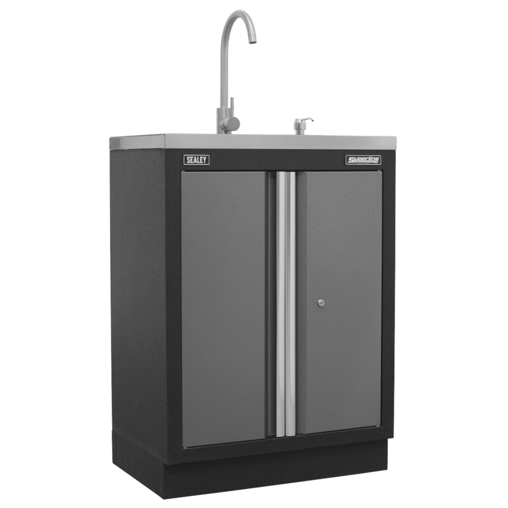 Sealey APMS67 Superline Pro Modular Heavy-Duty Sink Tap Floor Mounted Tool Storage Box Garage Workshop Cabinet Unit 680mm
