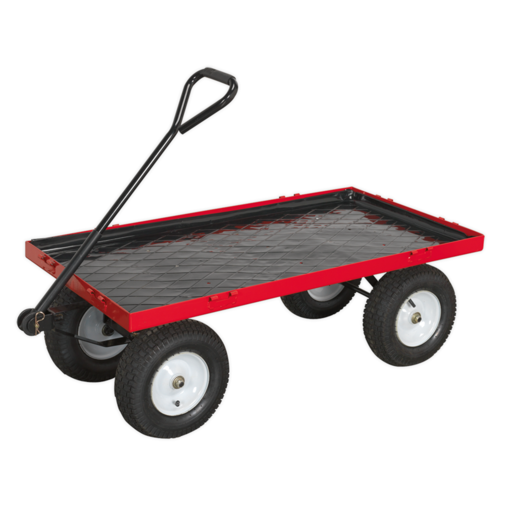 Sealey CST806 Platform Truck Transport Trolley Cart with Folding Removeable Sides and Pneumatic Tyres, 350kg