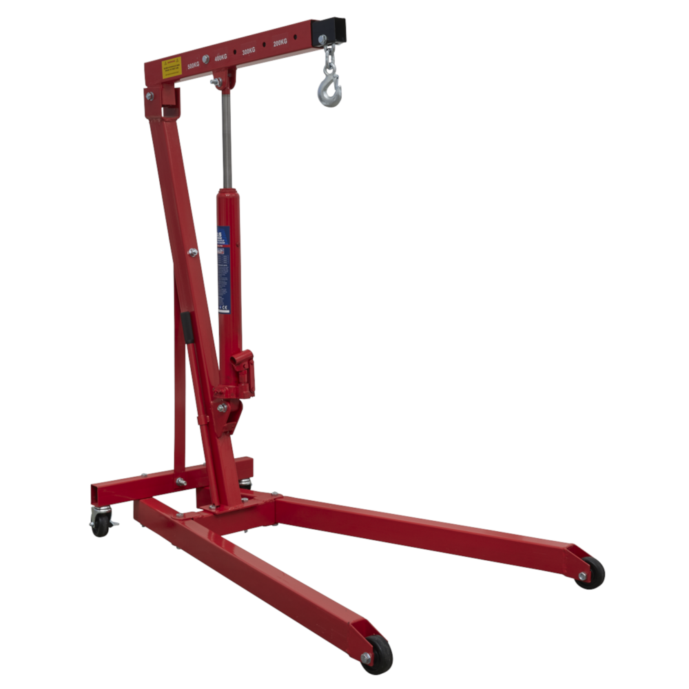 Sealey PH5 Low Profile Folding Vehicle Engine Crane Support Lift, 0.5 Tonne Capacity, Red