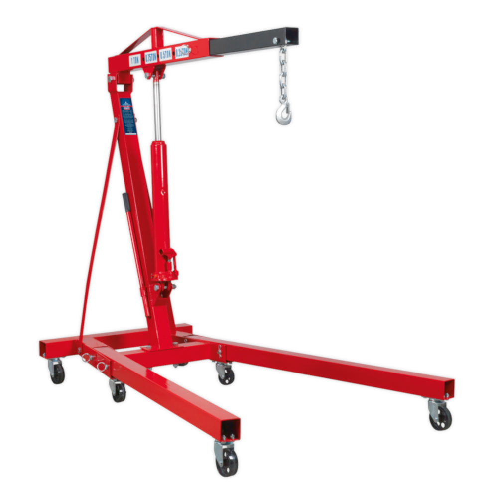 Sealey SC10 Folding Vehicle Engine Crane Support Lift, 1 Tonne Capacity, Red