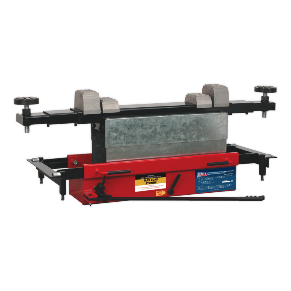 Sealey SJBEX200 Jacking Beam MOT Pit Vehicle Ramp with Arm Extenders and Flat Roller Supports, 2 Tonne Capacity