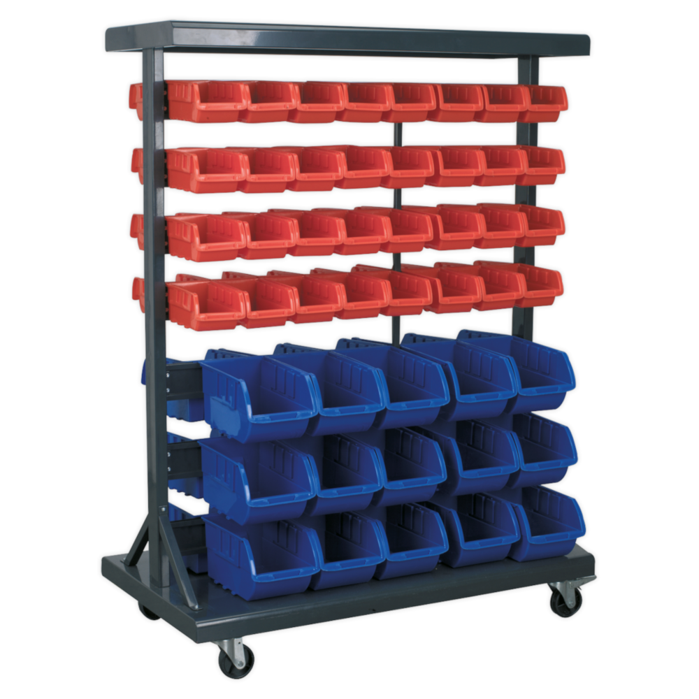 Sealey TPS94 Mobile Bin Steel Racking Parts Storage Container System with 94 Bins