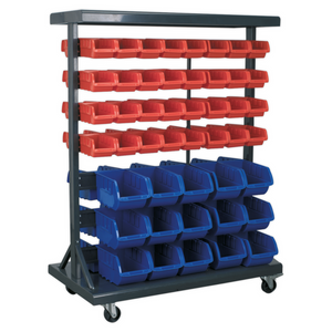 Sealey TPS94 Mobile Bin Steel Racking Parts Storage Container System with 94 Bins