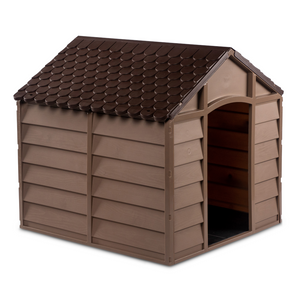 Starplast Small Heavy Duty Home Garden Plastic Dog Kennel Pet Shelter Mocha Chocolate