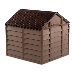 Starplast Small Heavy Duty Home Garden Plastic Dog Kennel Pet Shelter Mocha Chocolate