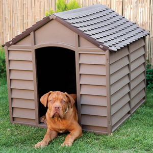 Starplast Small Heavy Duty Home Garden Plastic Dog Kennel Pet Shelter Mocha Chocolate