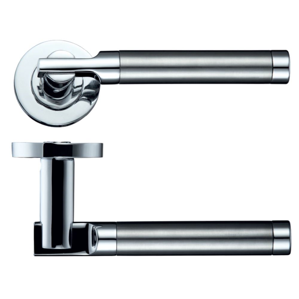 Timothy Wood Limited TW2000 Internal Door Handle Set Lever on Rose Dual Satin & Polished Chrome
