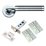 TW2000 Lever Door Handle Latch Pack with Steel Hinges - Satin/Polished Chrome