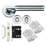 TW2000 Lever Door Handle Pack with Ball Bearing Hinges - Satin/Polished Chrome