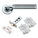 TW2000 Lever Door Handle Pack with Ball Bearing Hinges - Satin/Polished Chrome