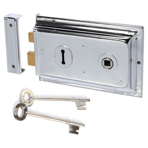 Victorian Style Traditional Double Handed Rim Sash Lock Case Polished Chrome