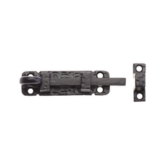 Zoo Hardware FF51 Foxcote Foundries Curly Tail Straight Sliding Door Bolt 4" 102mm Black Antique