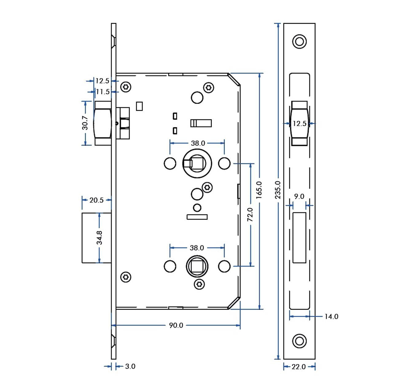 Zoo Hardware ZCS030LL RTD Lift to Lock Disabled Facility Toilet Door Furniture Indictator Lock Handle Set Satin Stainless Steel