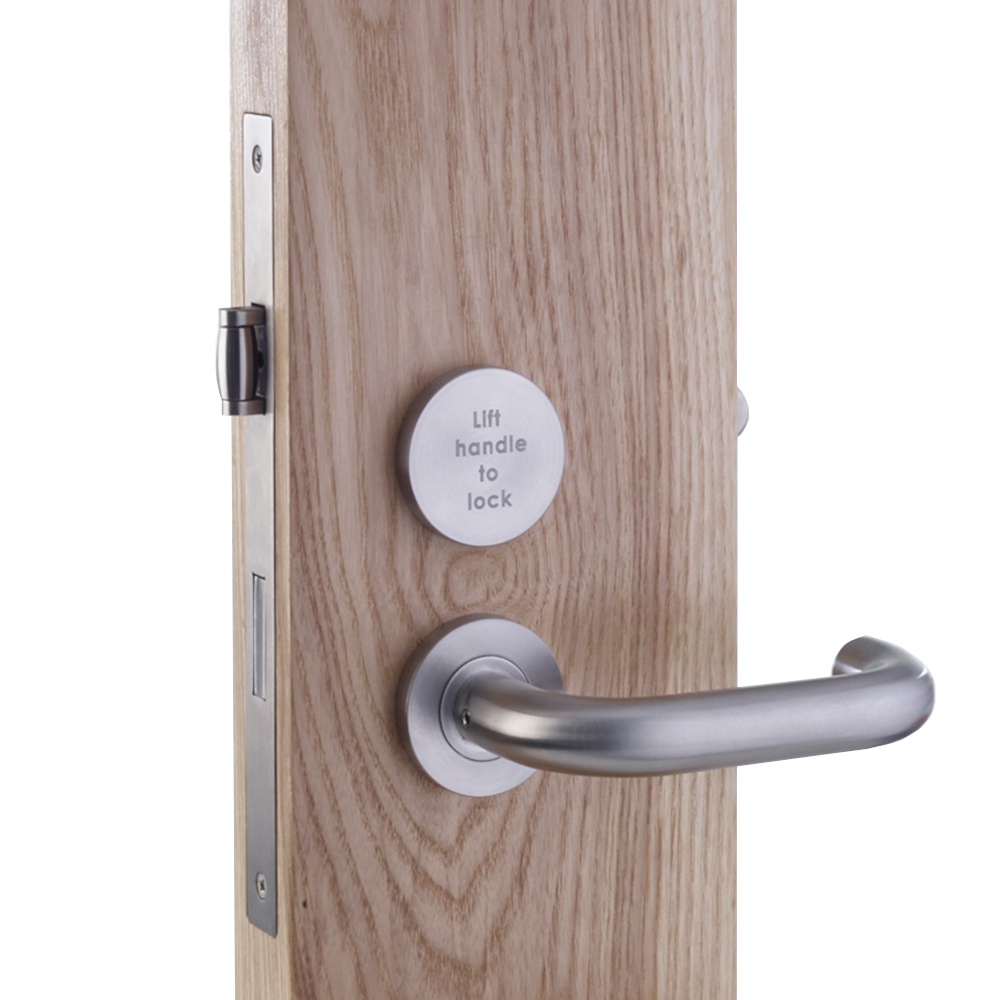 Zoo Hardware ZCS030LL RTD Lift to Lock Disabled Facility Toilet Door Furniture Indictator Lock Handle Set Satin Stainless Steel
