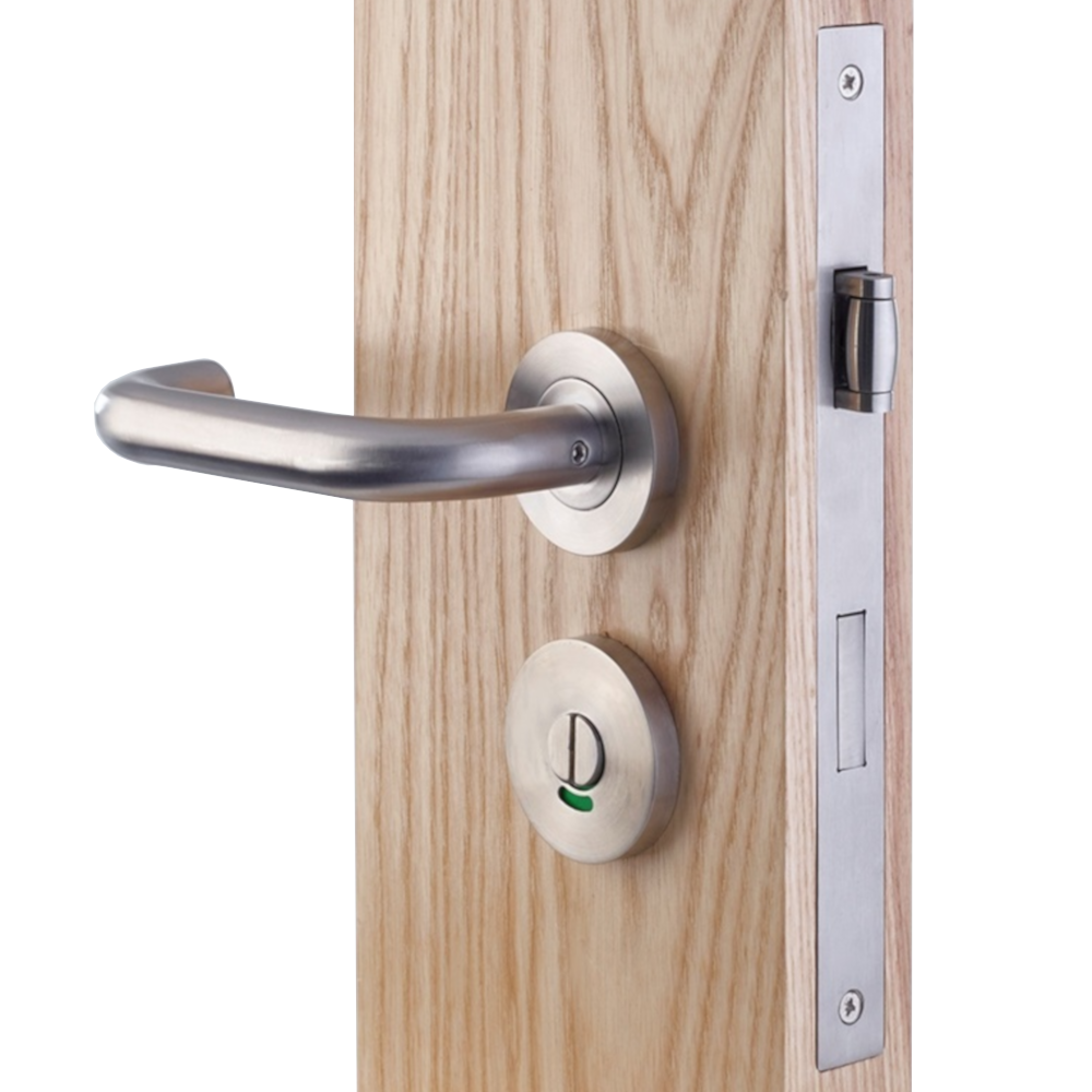 Zoo Hardware ZCS030LL RTD Lift to Lock Disabled Facility Toilet Door Furniture Indictator Lock Handle Set Satin Stainless Steel