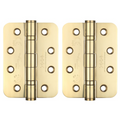 Zoo Hardware ZHSS243R Grade 13 Stainless Steel Fire Rated Ball Bearing Door Hinges 4 Inch 102mm - Radius - PVD Brass