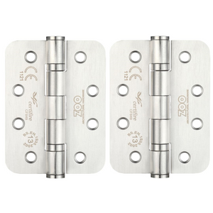 Zoo Hardware ZHSS243R Grade 13 Stainless Steel Fire Rated Ball Bearing Door Hinges 4 Inch 102mm - Radius - Satin Stainless Steel