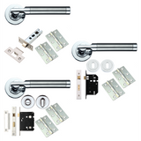 TW2000 Lever Door Handle Latch Pack with Steel Hinges - Satin/Polished Chrome